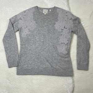 Ted Baker London Yizelda Lace Detail Gray Sweater Jumper, Size 2 (US size 6)